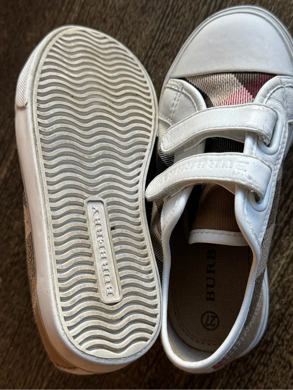 Burberry Check Cotton Sneakers Velcro Sneakers 27